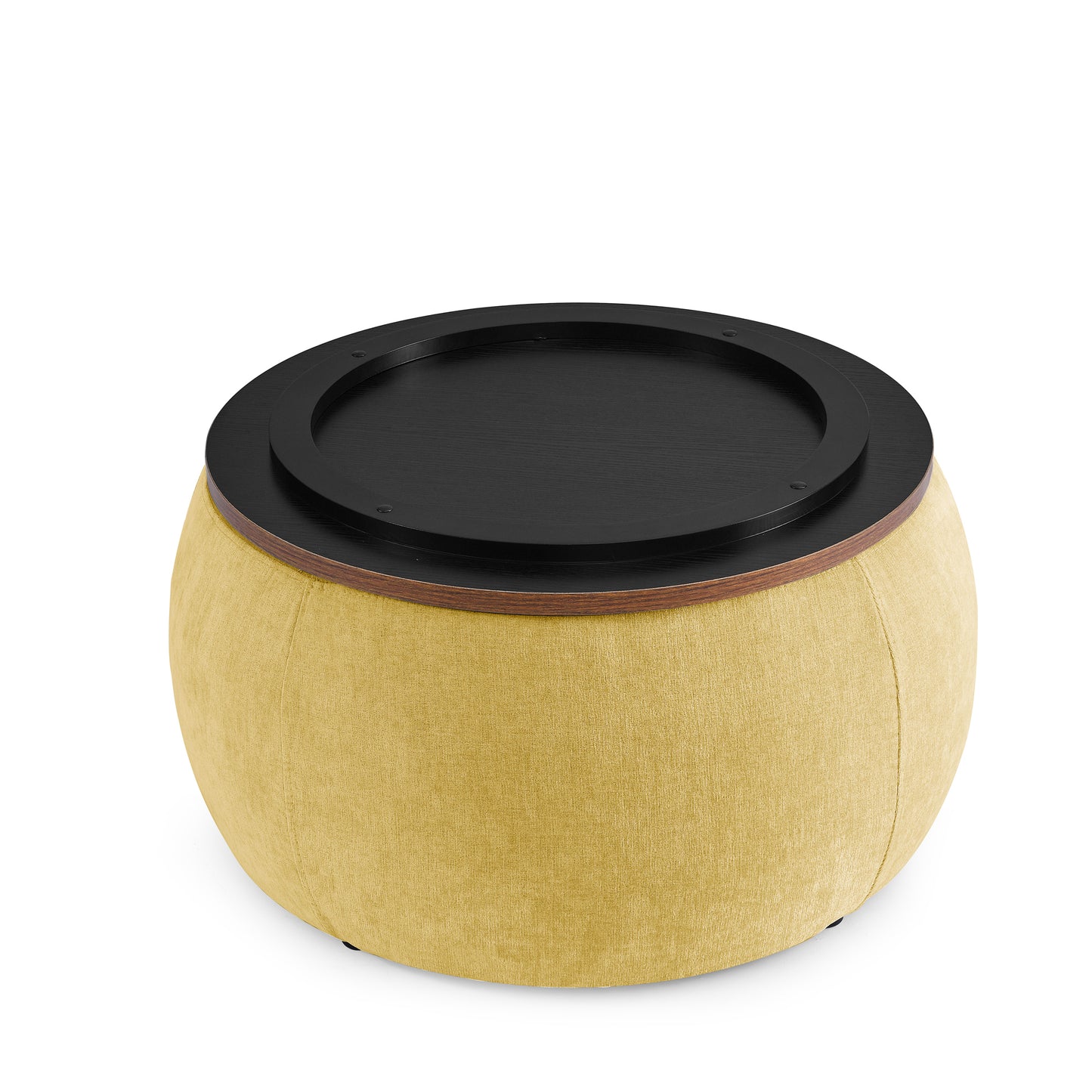 Round Storage Ottoman, Yellow