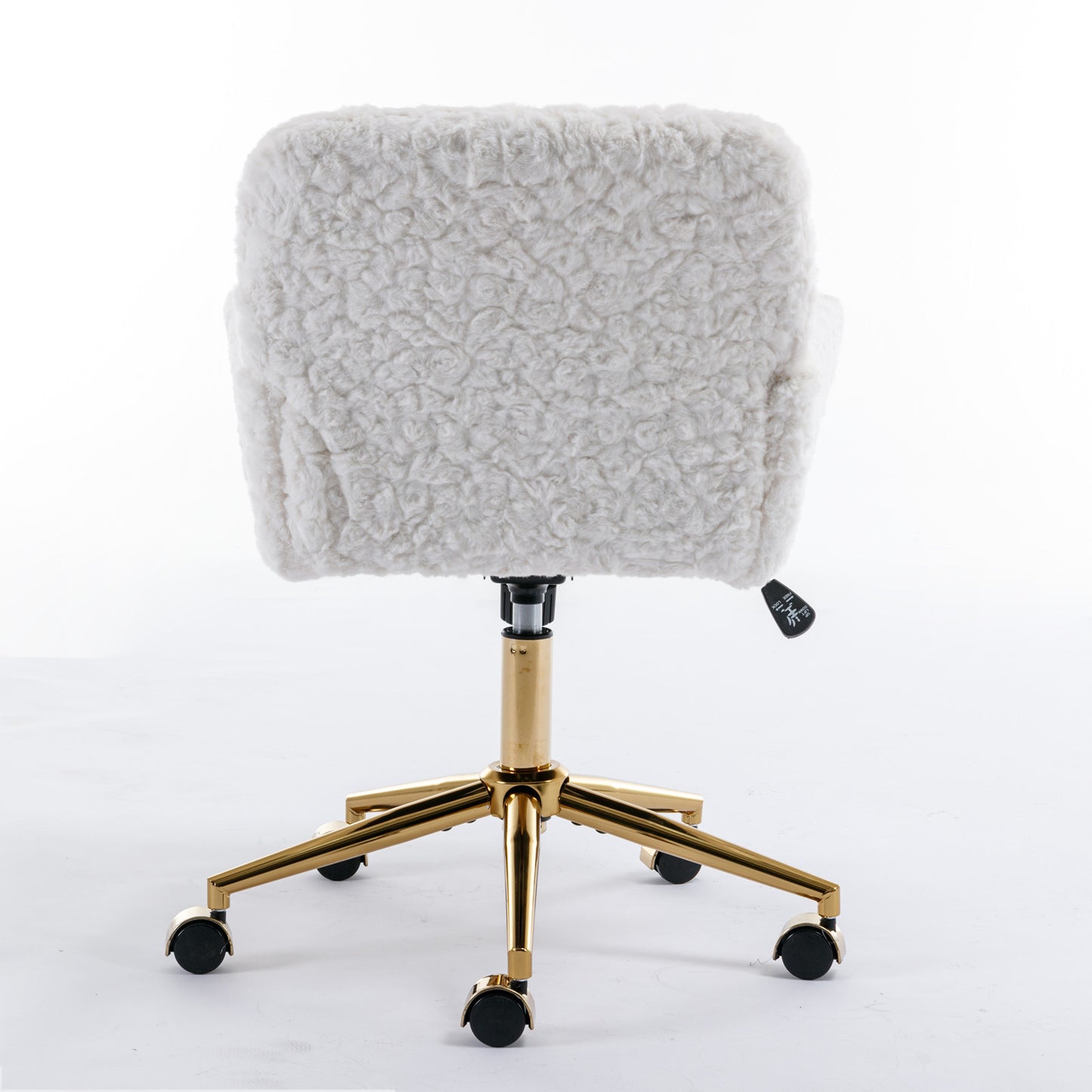 Cozy White Velvet Office Chair with Gold Base