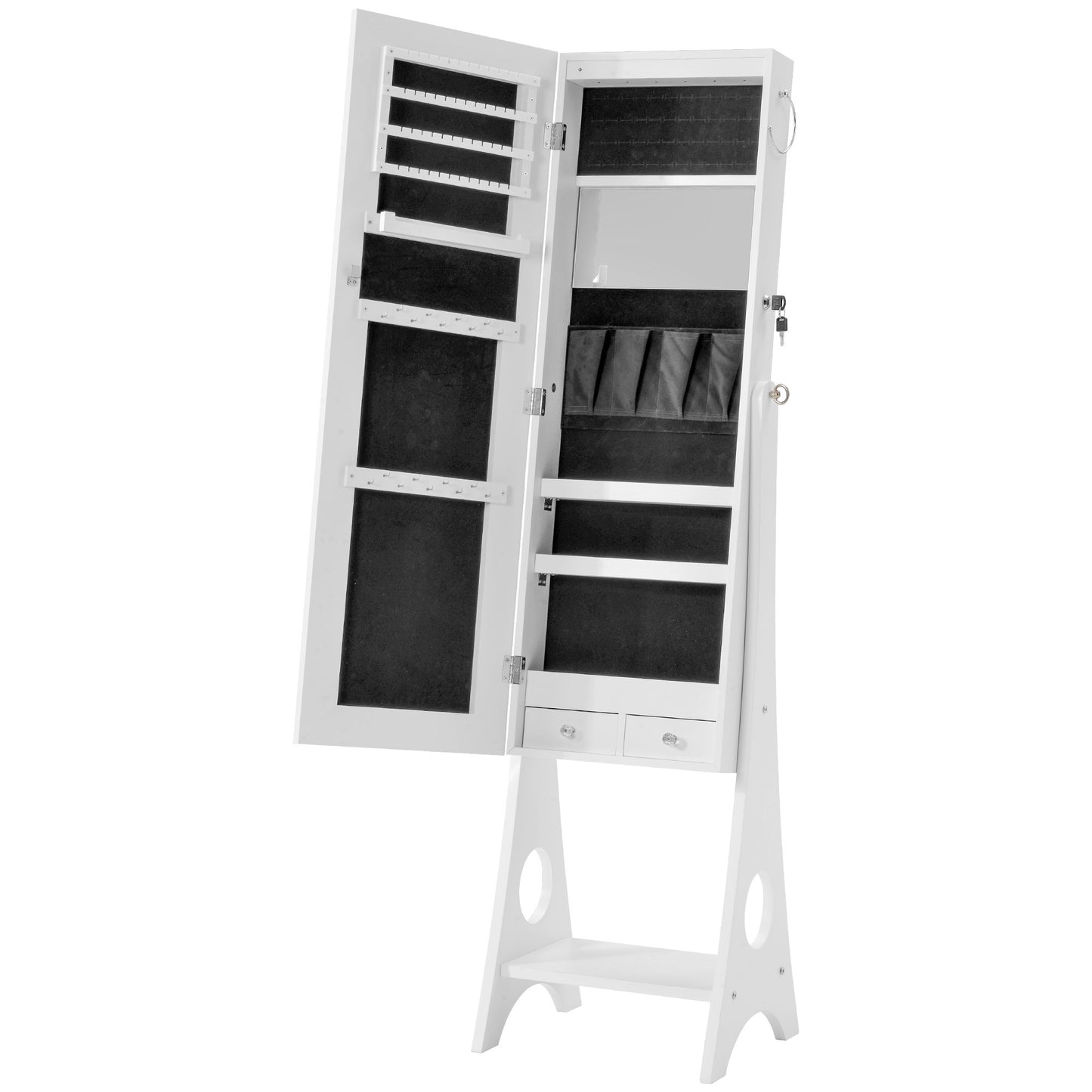 Standing Jewelry Storage Mirror Cabinet With LED Lights