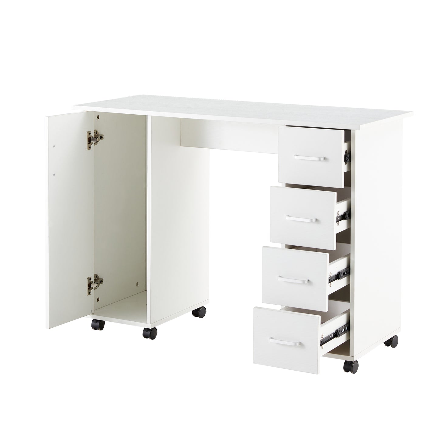 White Home Office Desk Table with Storage