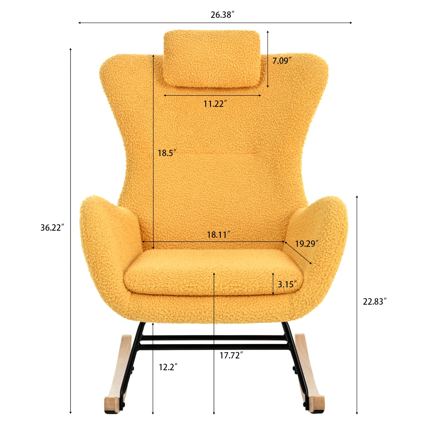 Yellow Fabric Rocking Chair