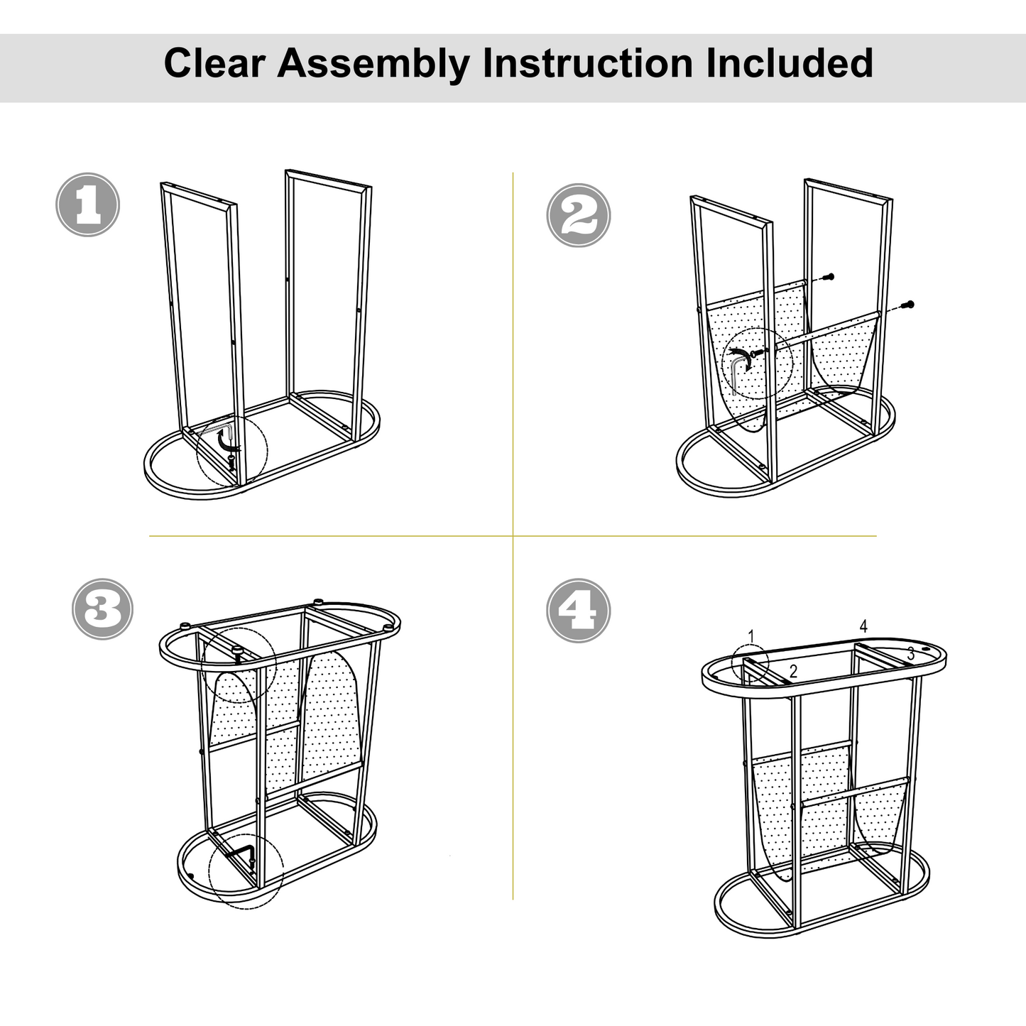 Glass Oval Small Side Tables with Magazines Organizer Storage Space (Set of 2)