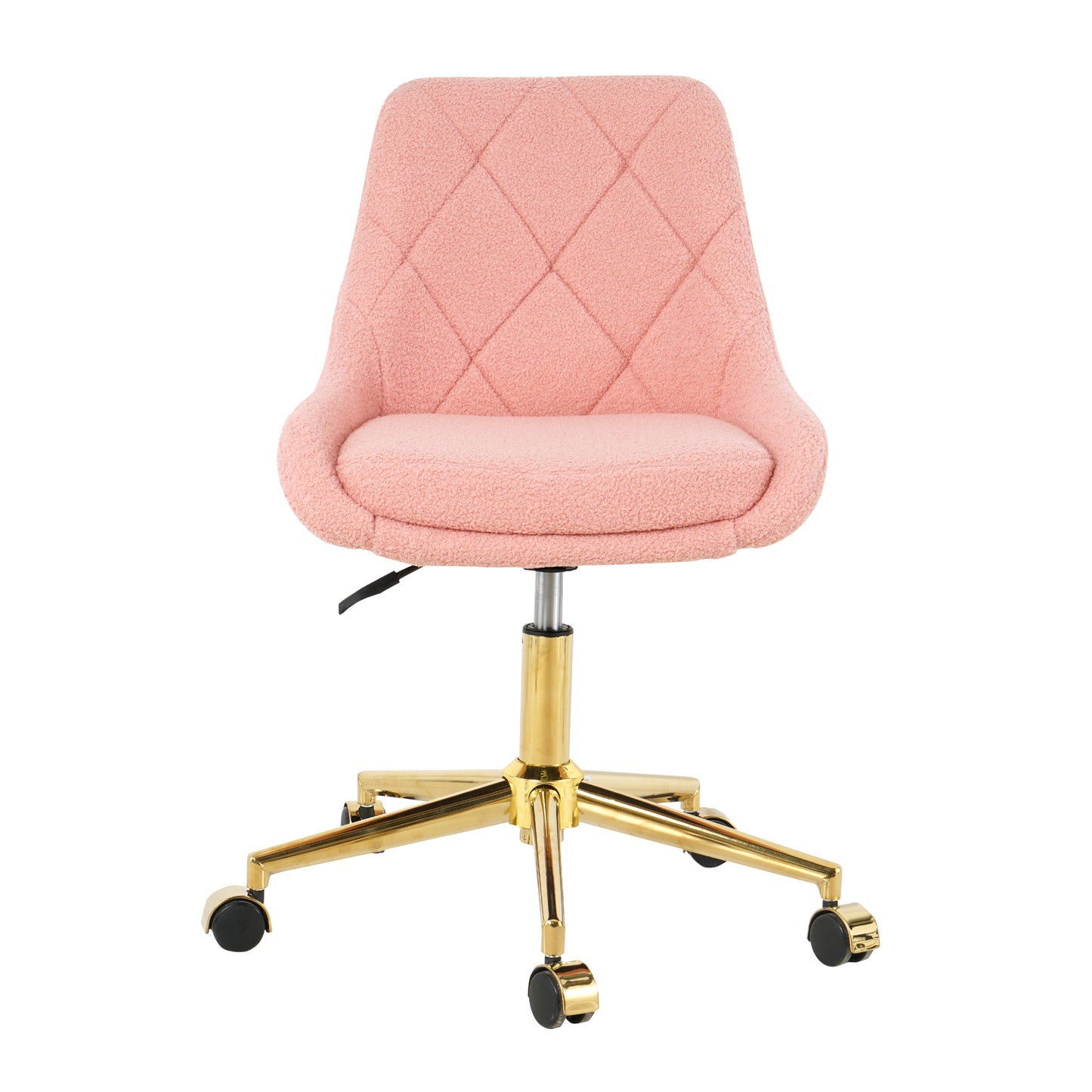 Plush Pink Tufted Office Chair with Gold Base