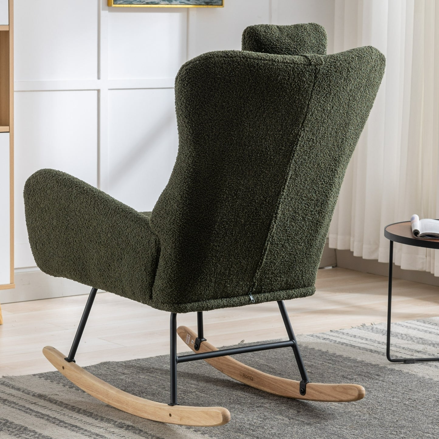 Green Plush Rocking Chair with Pocket