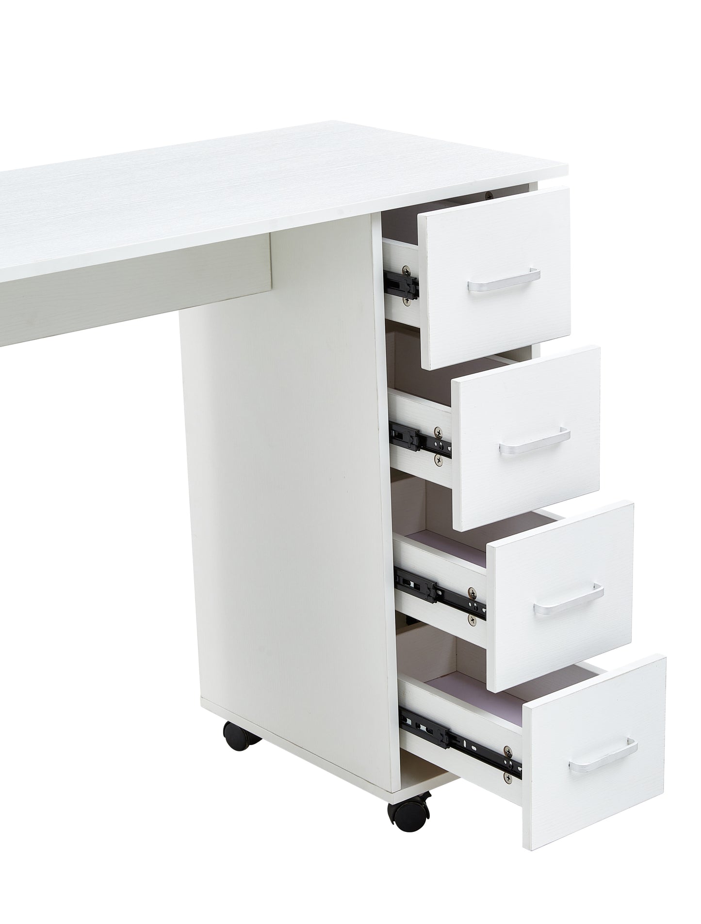 White Home Office Desk Table with Storage