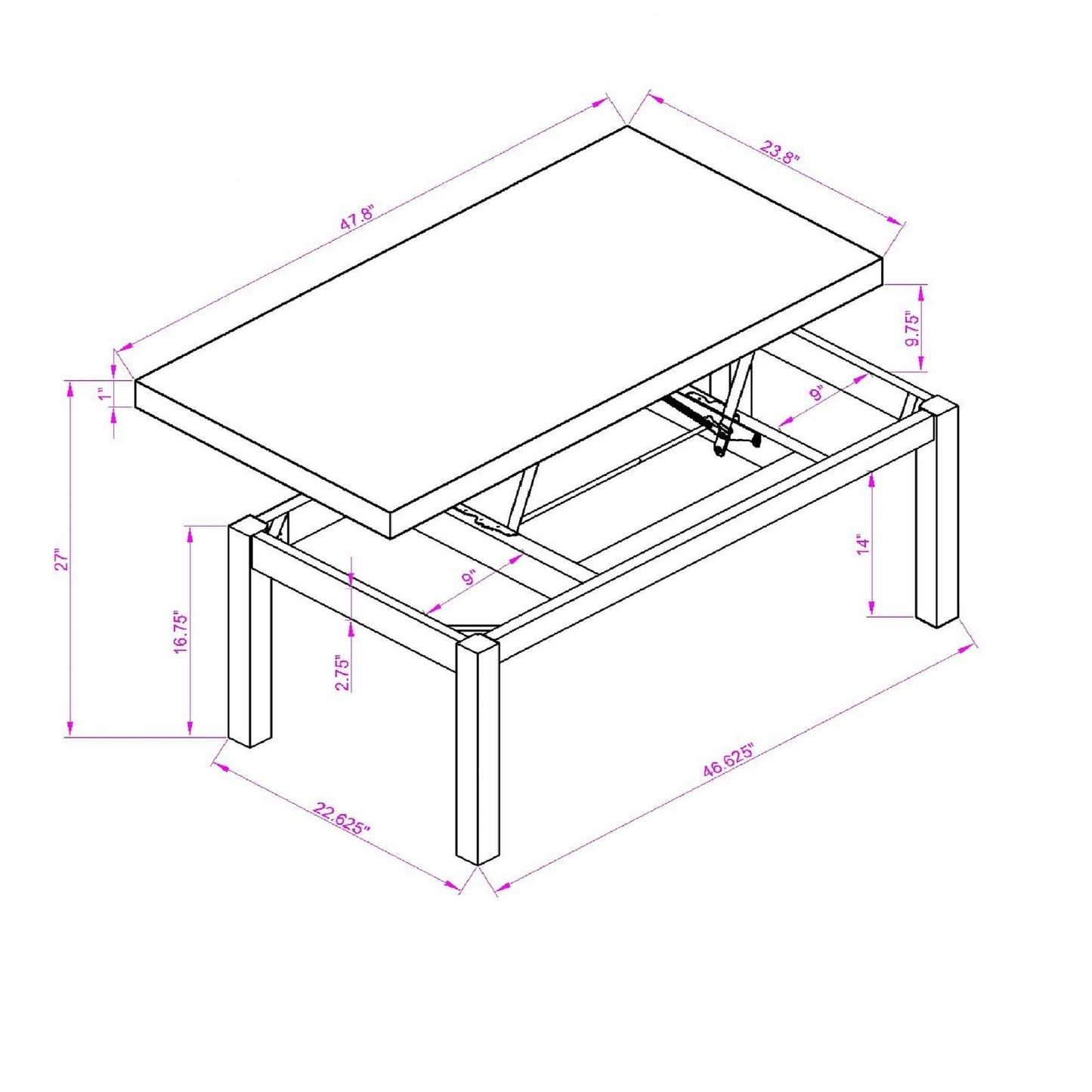 Coffee Table, Lift Top Coffee Tables for Living Room,Rising Tabletop Wood Dining Center Tables with Storage Shelf and Hidden Compartment