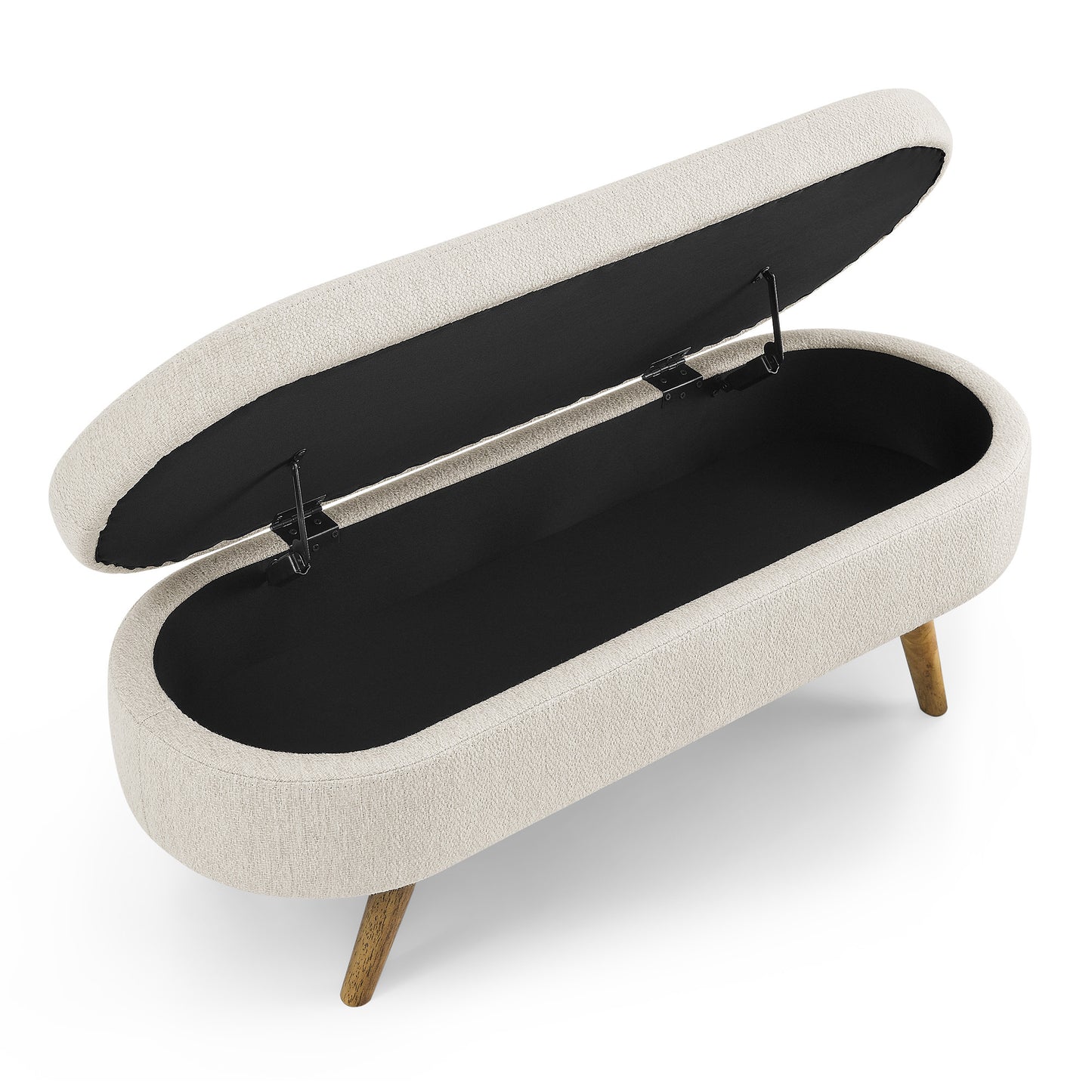 Off-white Oval Storage Bench