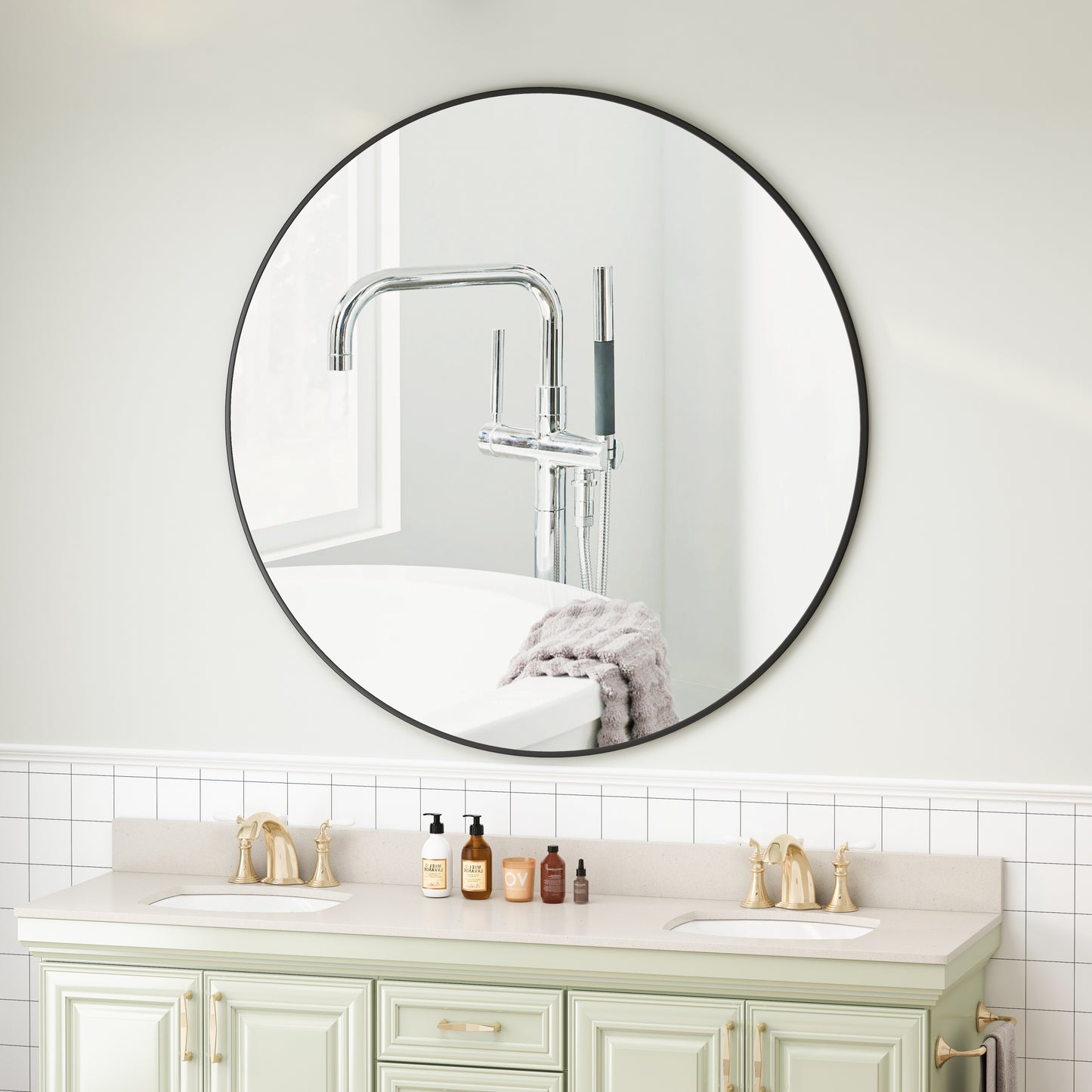 Black Circular Wall Mirror