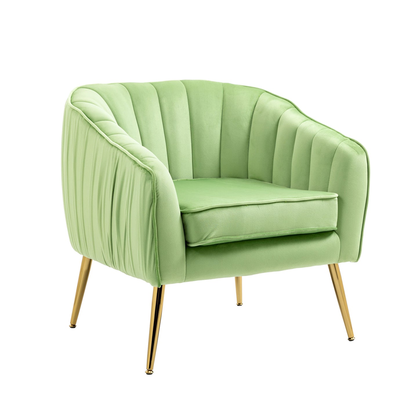 Green Tufted Velvet Accent Chair with Ottoman