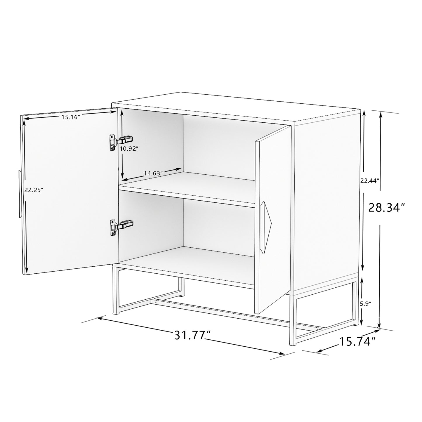 Minimalist White Storage Cabinet with Wood Handle