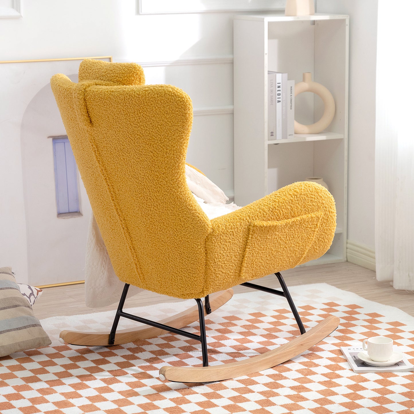 Yellow Fabric Rocking Chair