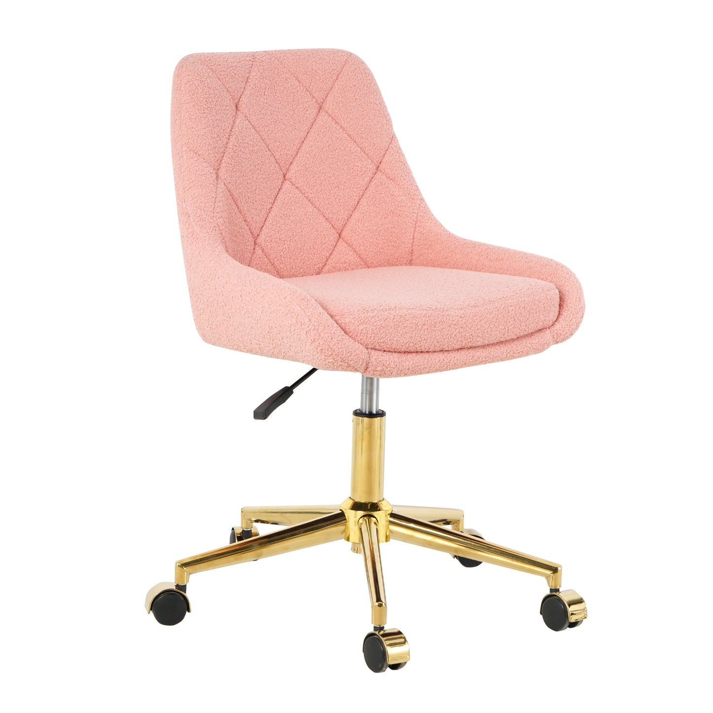 Plush Pink Tufted Office Chair with Gold Base