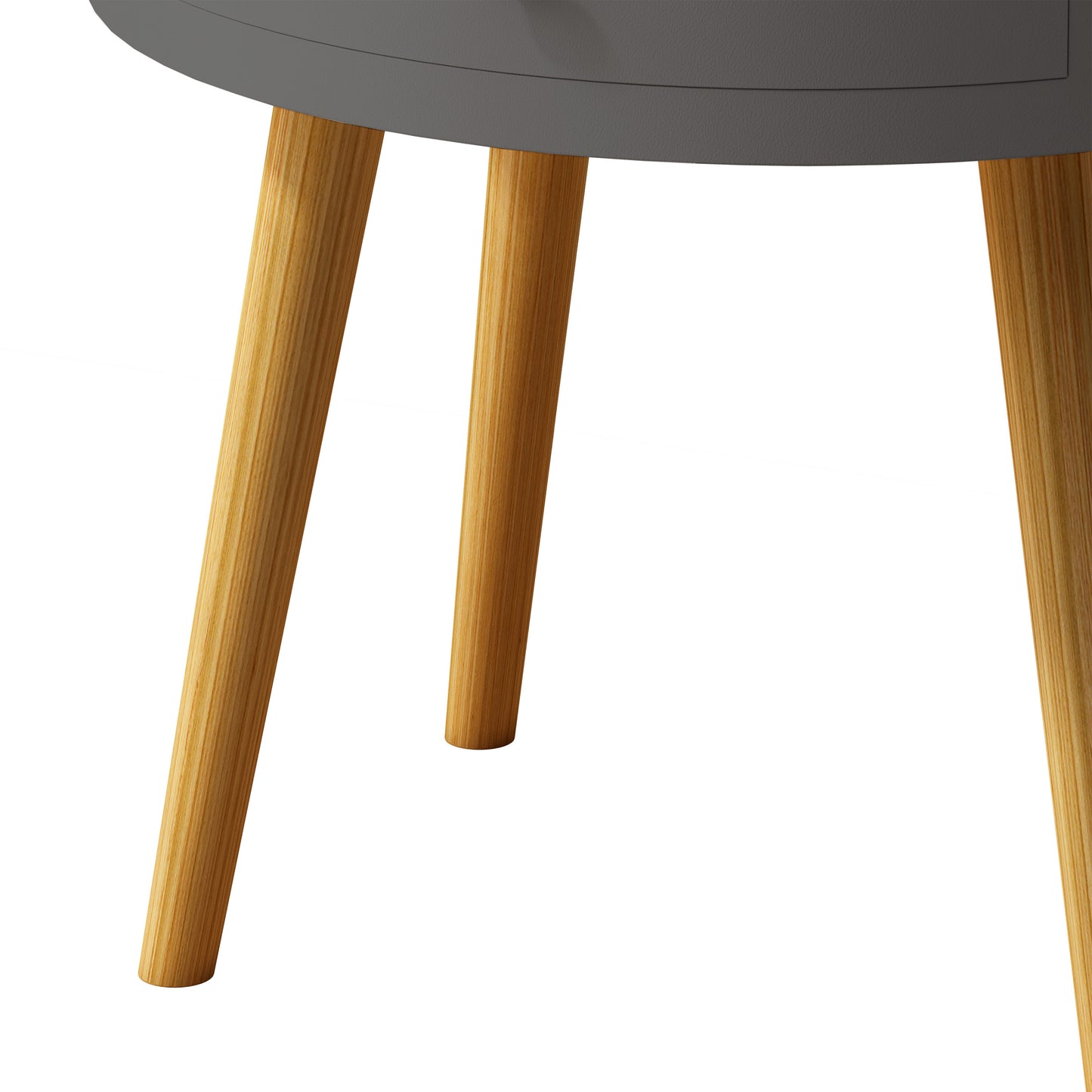 Gray Round Modern Side Table with Drawer