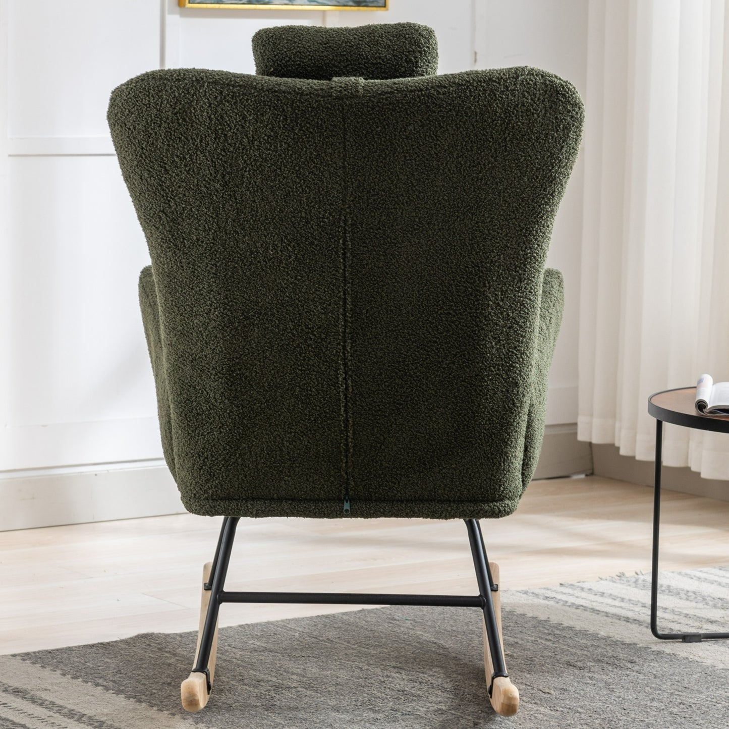 Green Plush Rocking Chair with Pocket