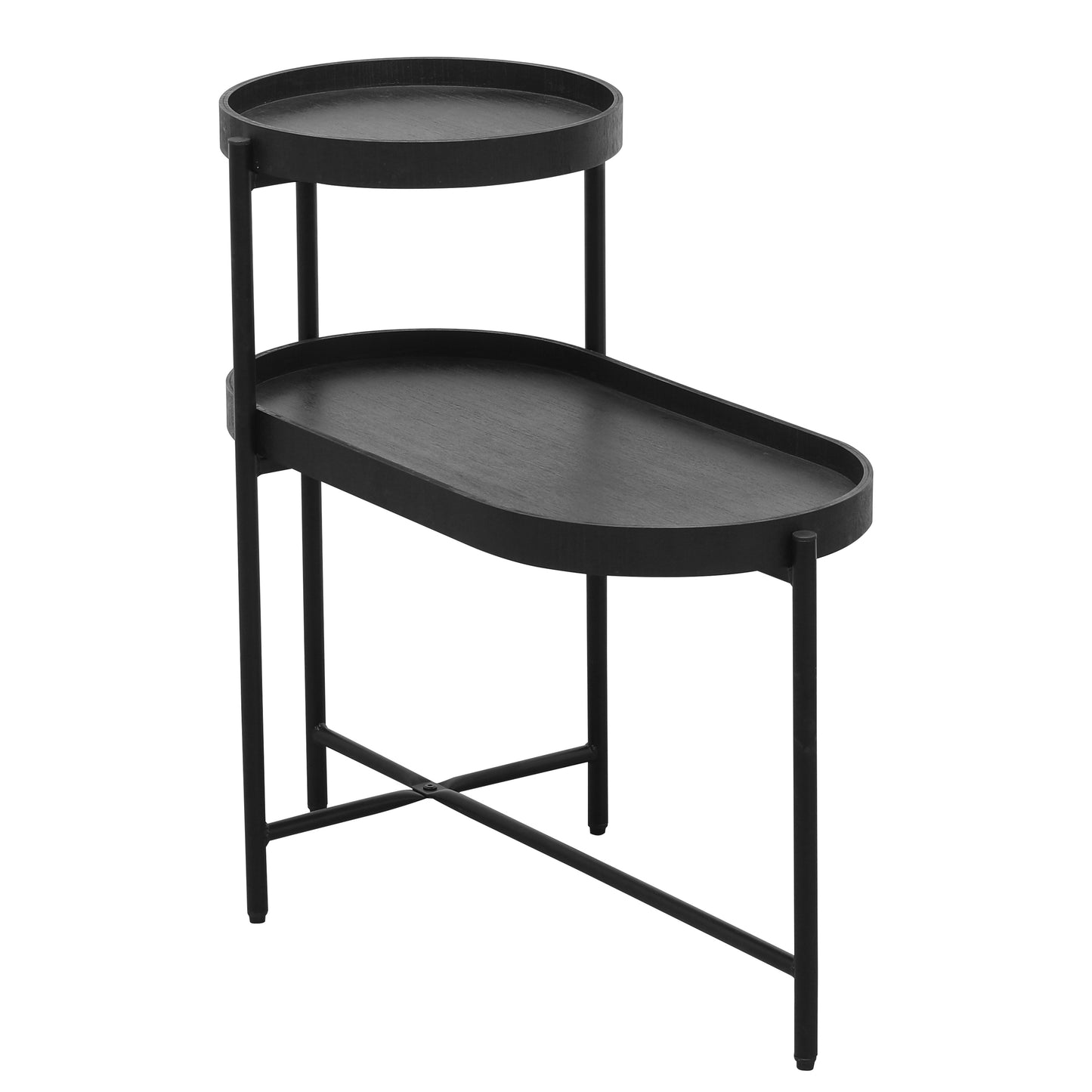 2-Tier Black Side Table