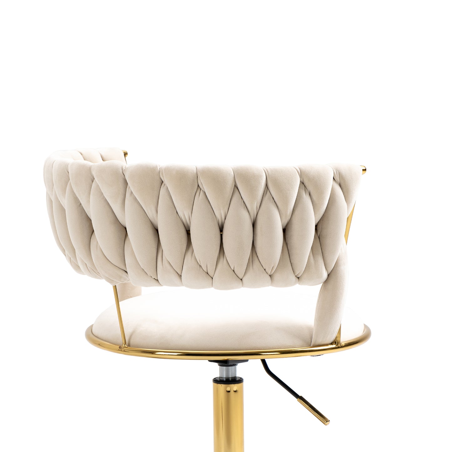 Padded Velvet Woven Back Desk Chair, Cream and Gold