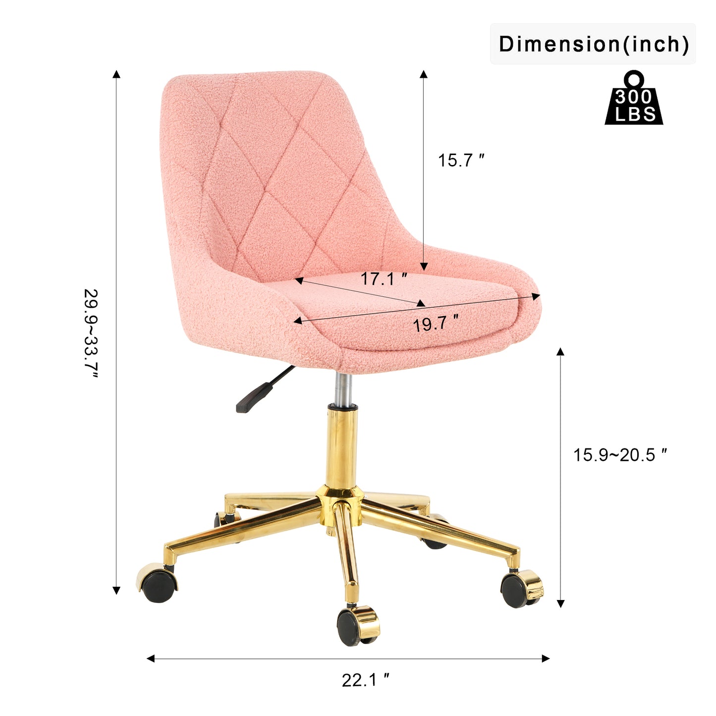 Plush Pink Tufted Office Chair with Gold Base