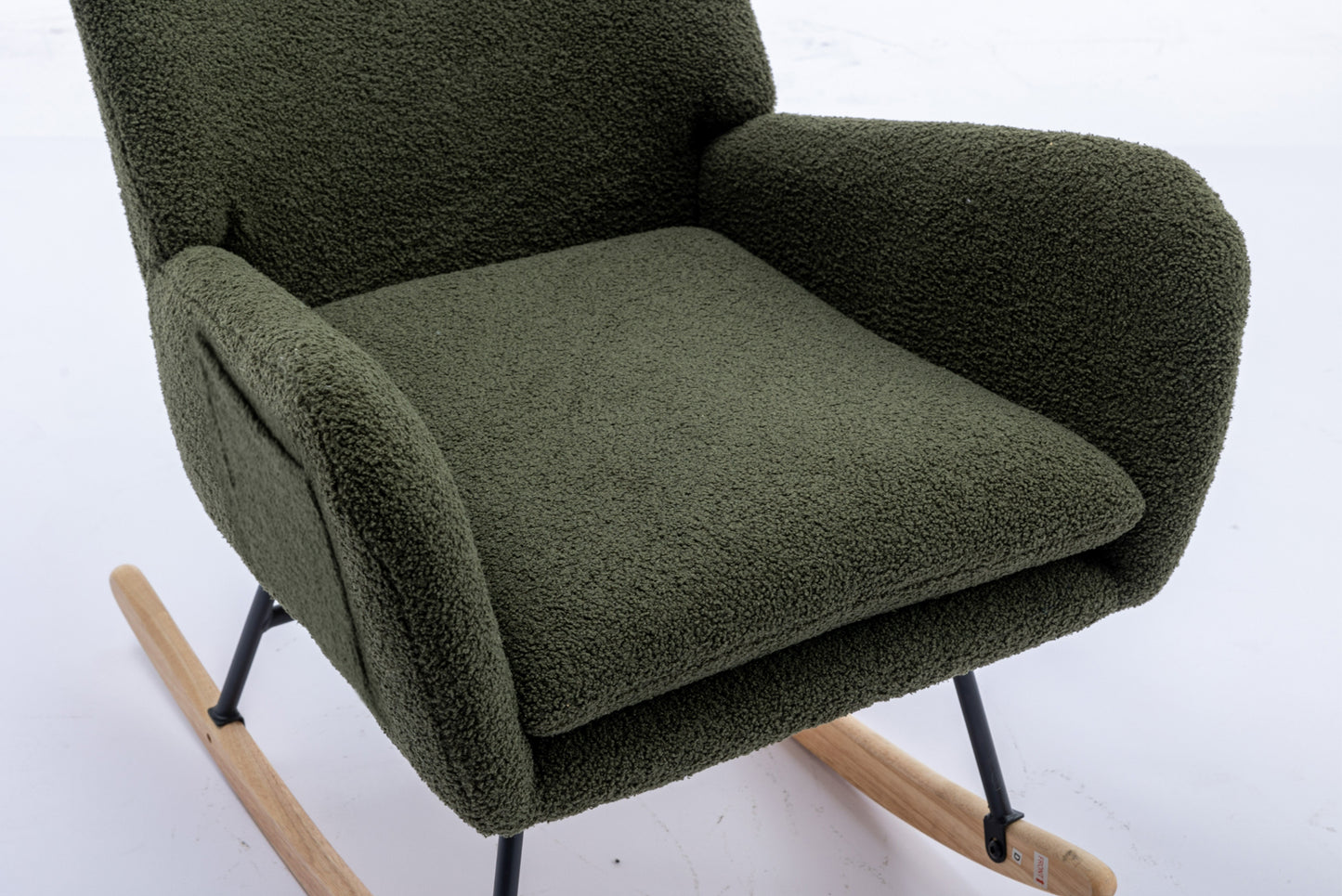 Green Plush Rocking Chair with Pocket