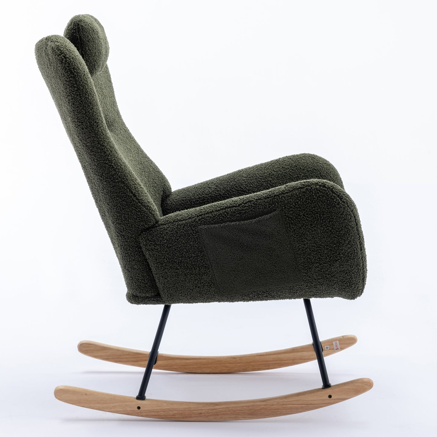 Green Plush Rocking Chair with Pocket