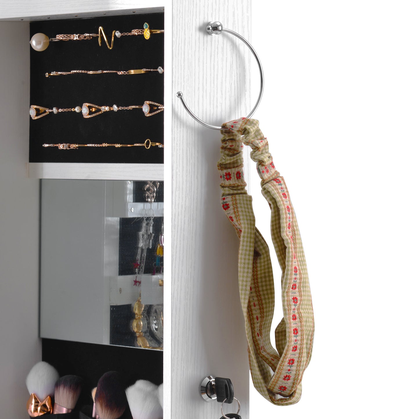 Standing Jewelry Storage Mirror Cabinet With LED Lights