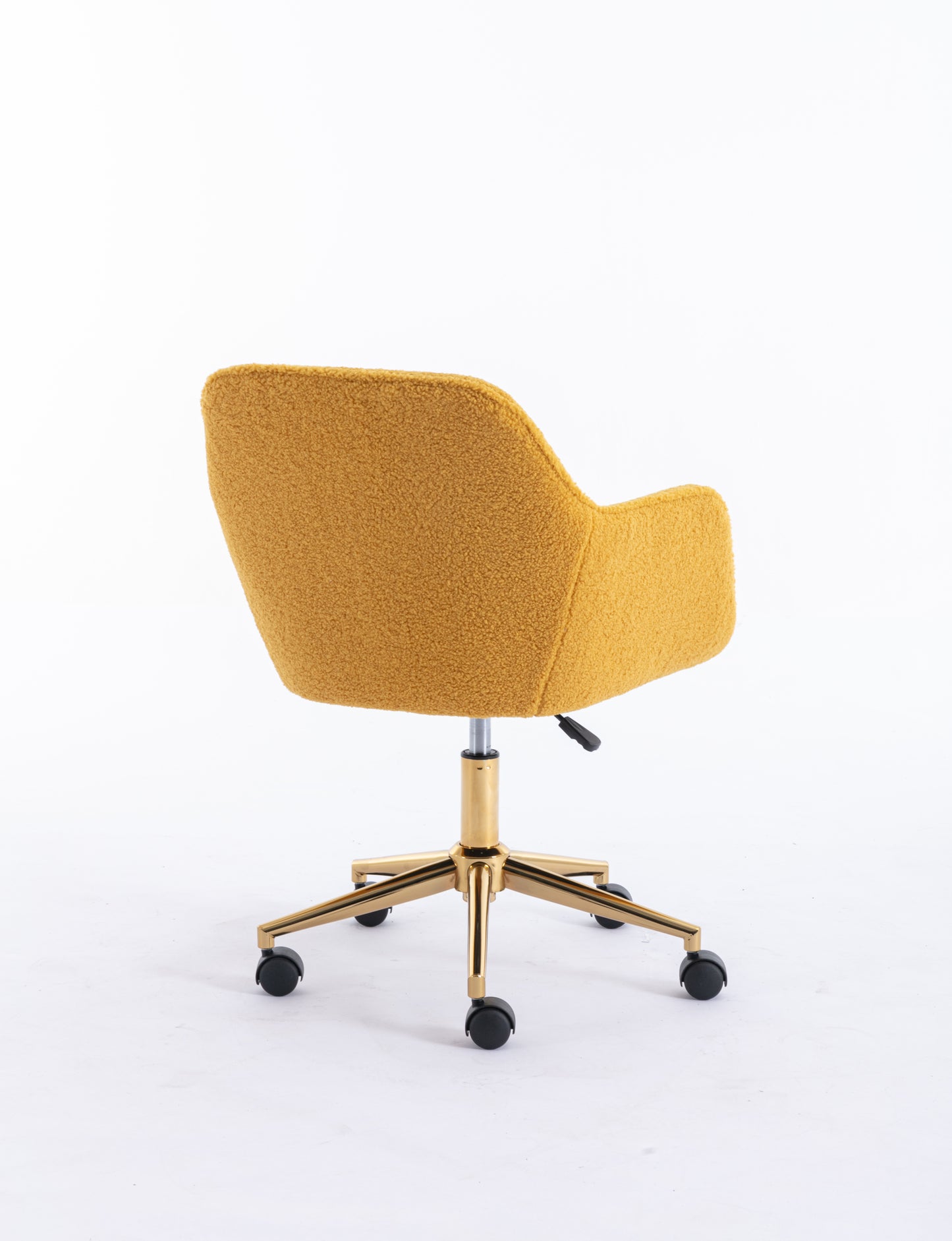 Modern Yellow Plush Fabric Home Office Chair with Wheels