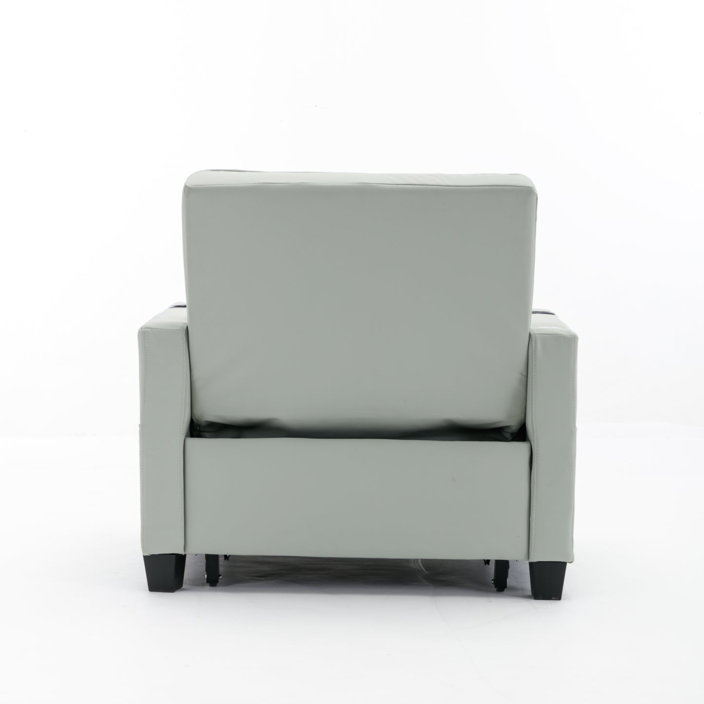 Green Leather Convertible Accent Chair 3-in-1 Pull Out Sleeper Chair with USB Ports