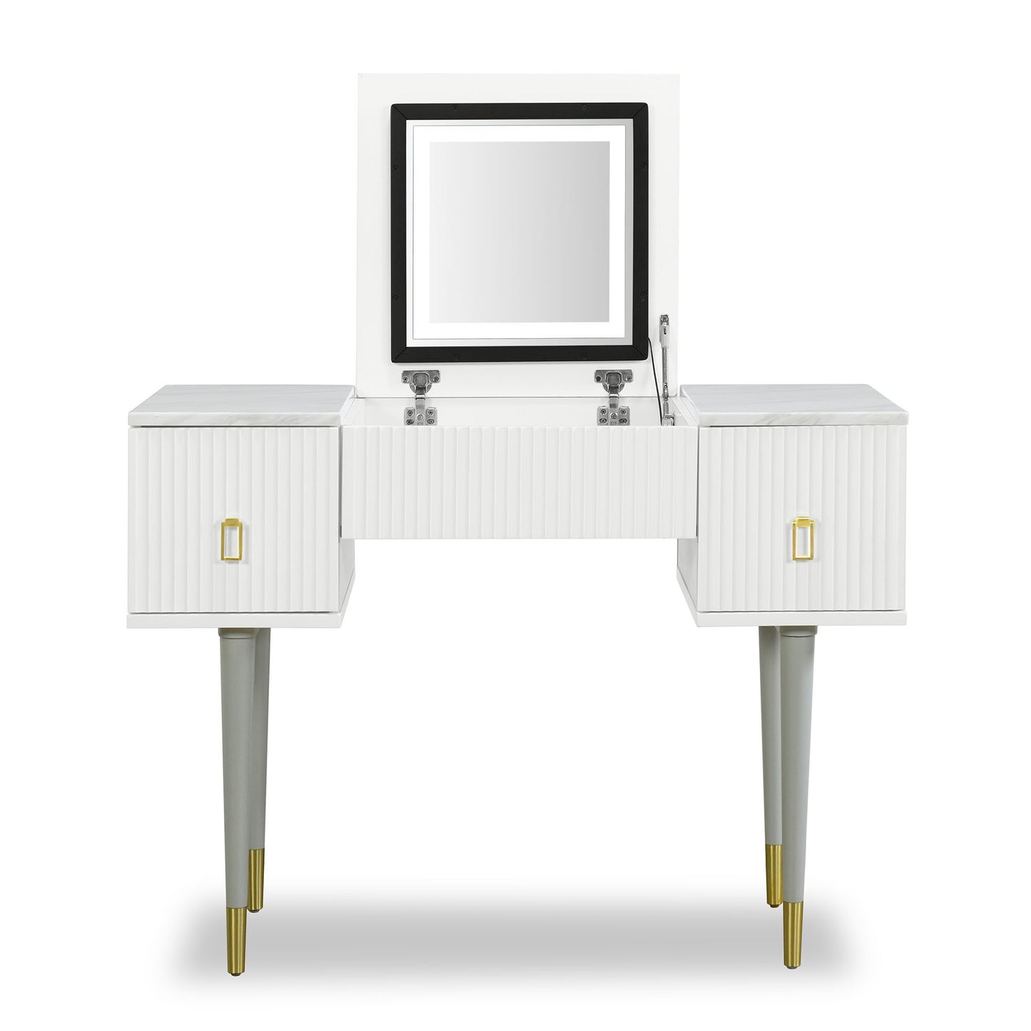 Modern Vanity Table Set with Flip-top Mirror and LED Light