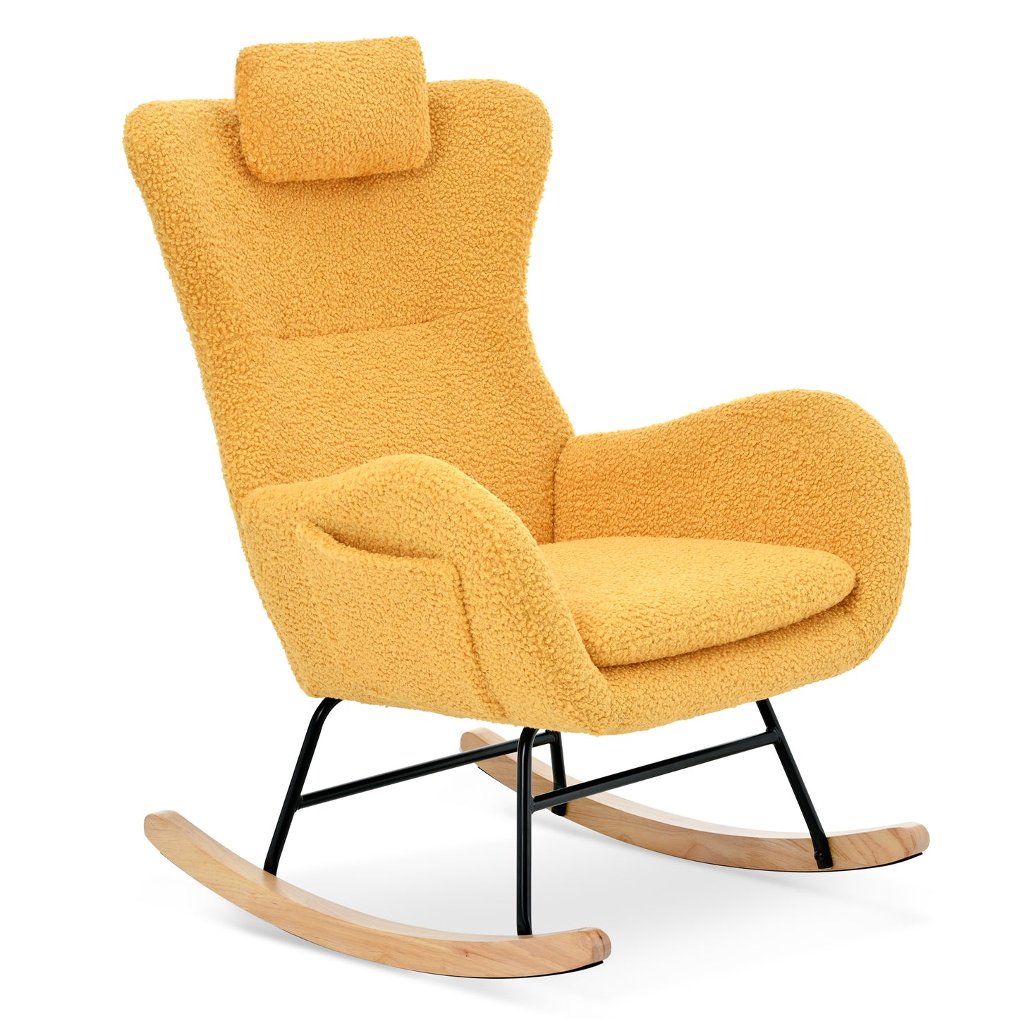 Yellow Fabric Rocking Chair