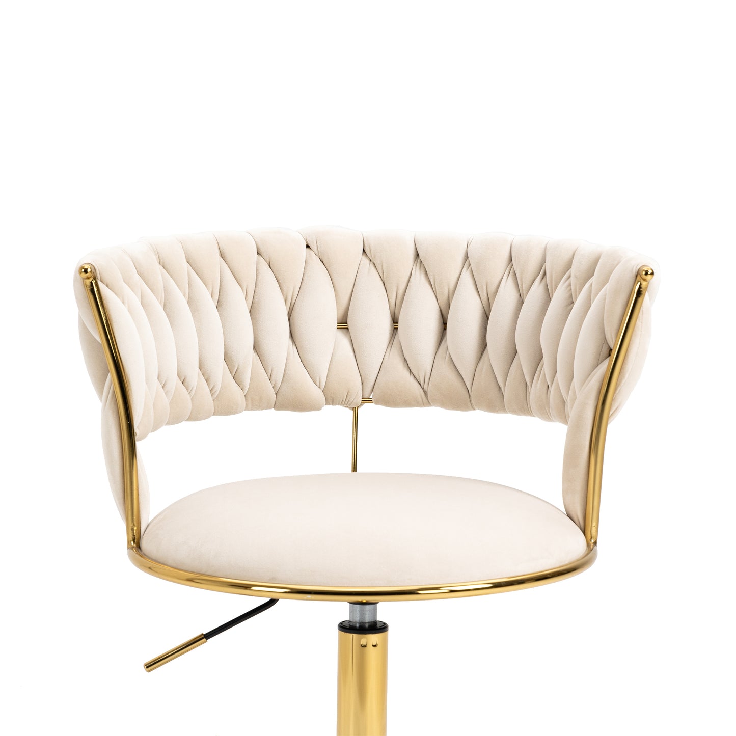 Padded Velvet Woven Back Desk Chair, Cream and Gold