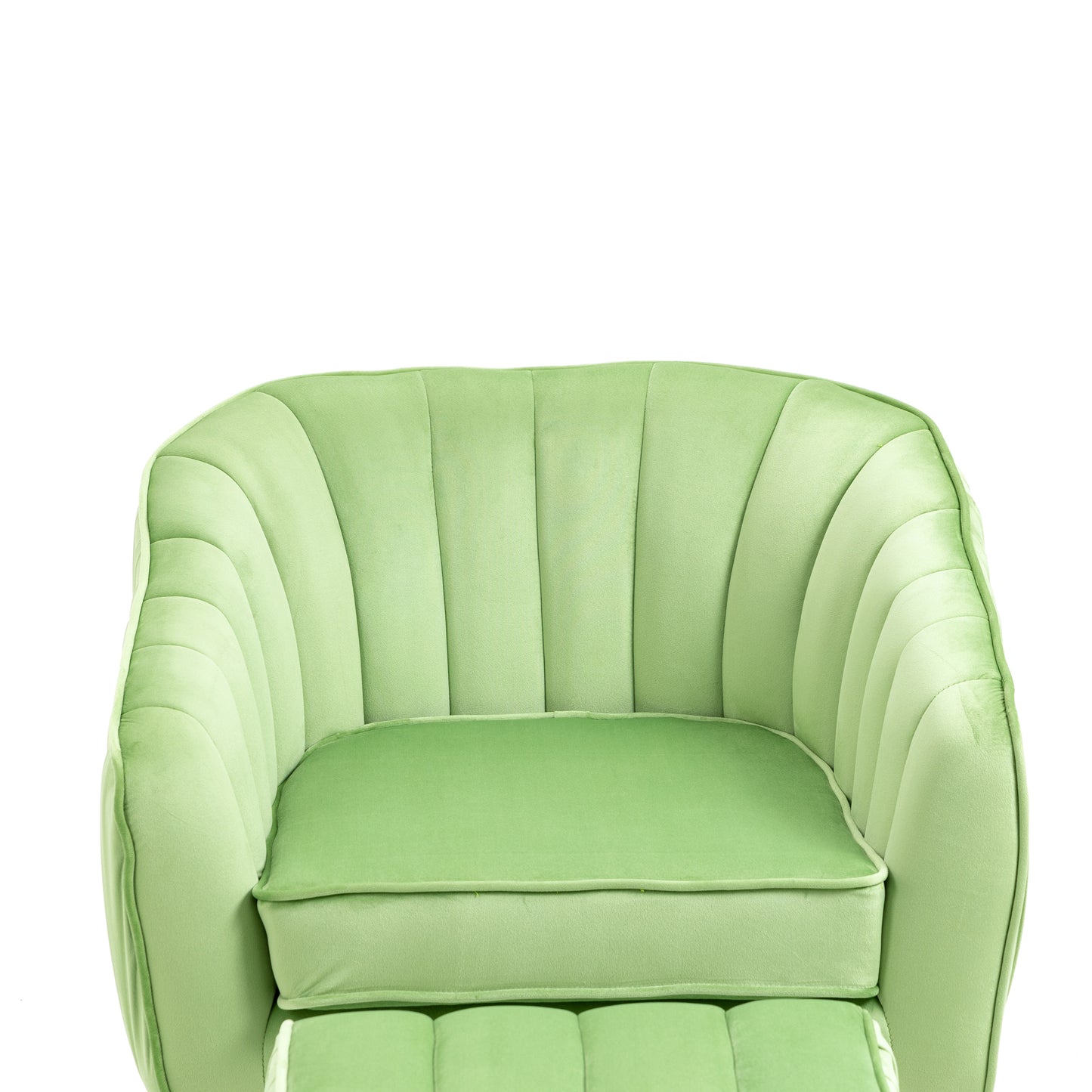 Green Tufted Velvet Accent Chair with Ottoman