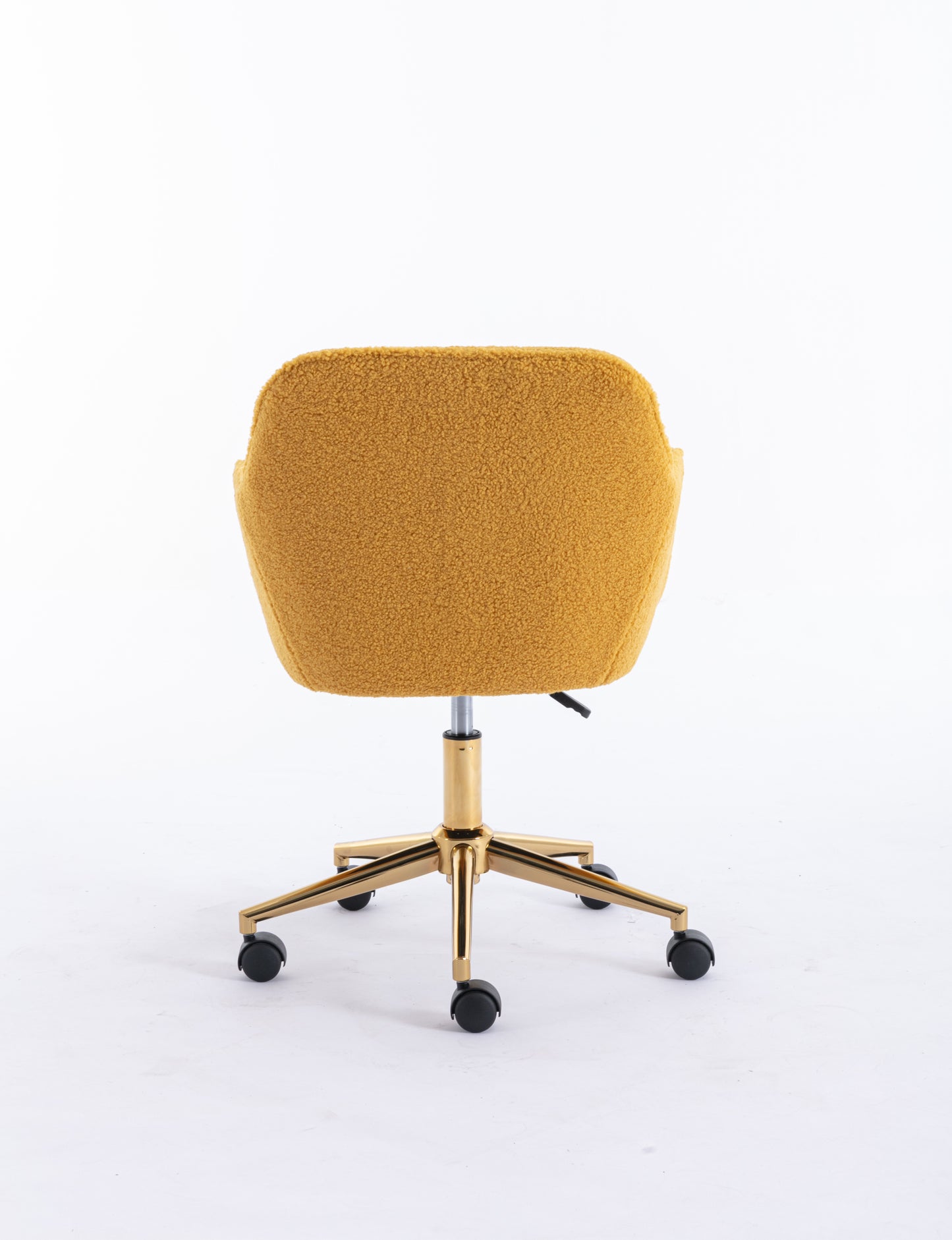 Modern Yellow Plush Fabric Home Office Chair with Wheels