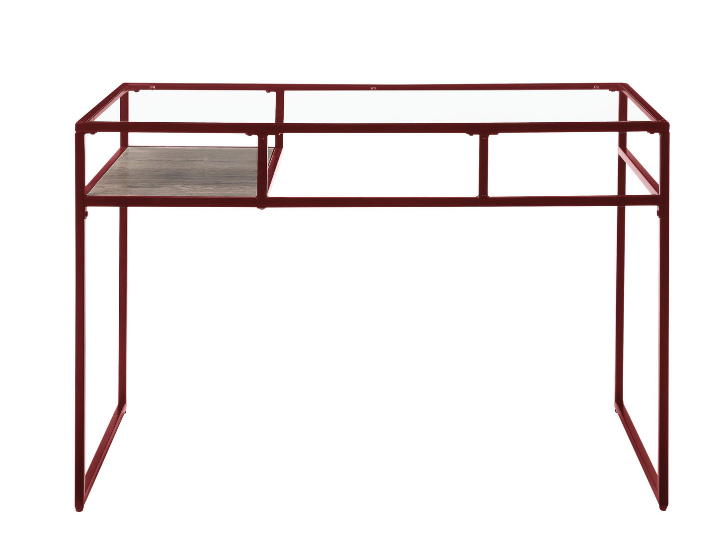 Glass Writing Desk with Red Trim