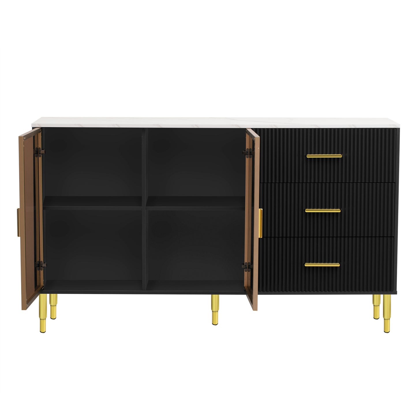 Contemporary Black and Gold Sideboard Buffet Cabinet