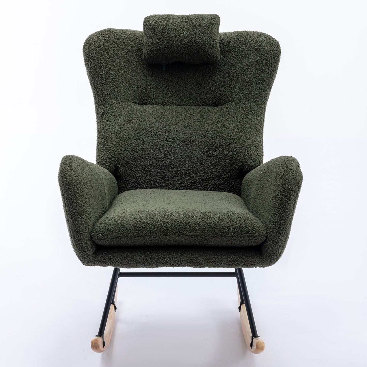 Green Plush Rocking Chair with Pocket