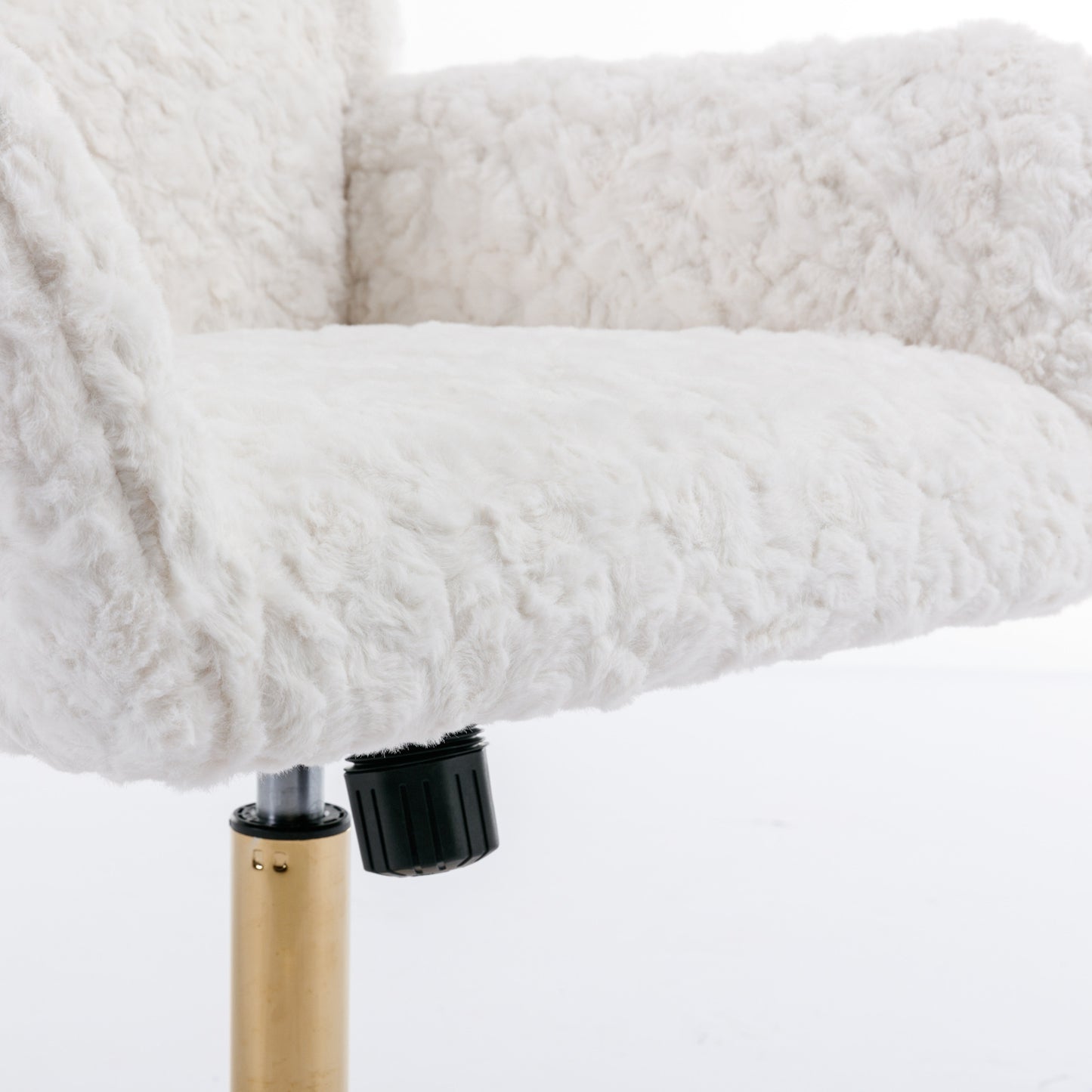 Cozy White Velvet Office Chair with Gold Base