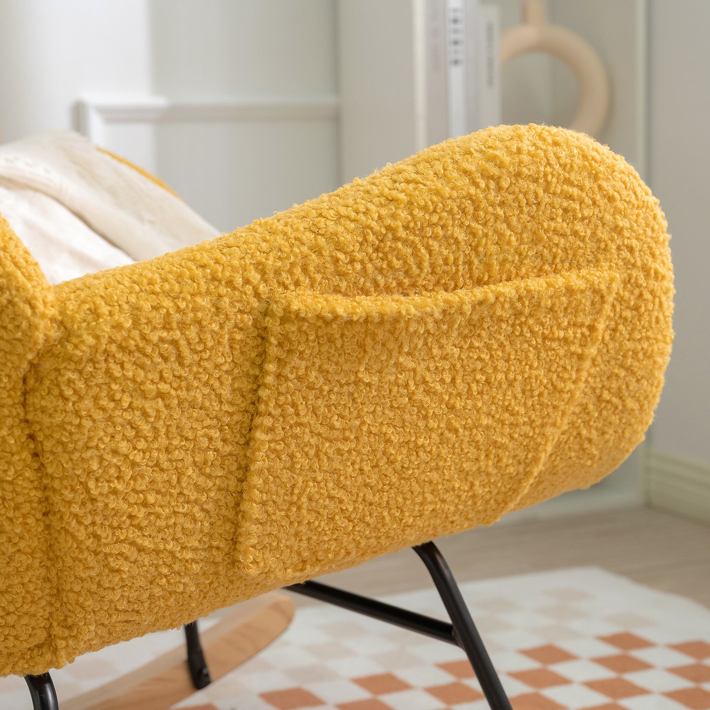 Yellow Fabric Rocking Chair