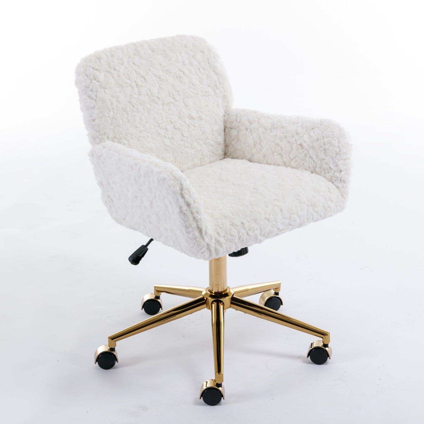 Cozy White Velvet Office Chair with Gold Base