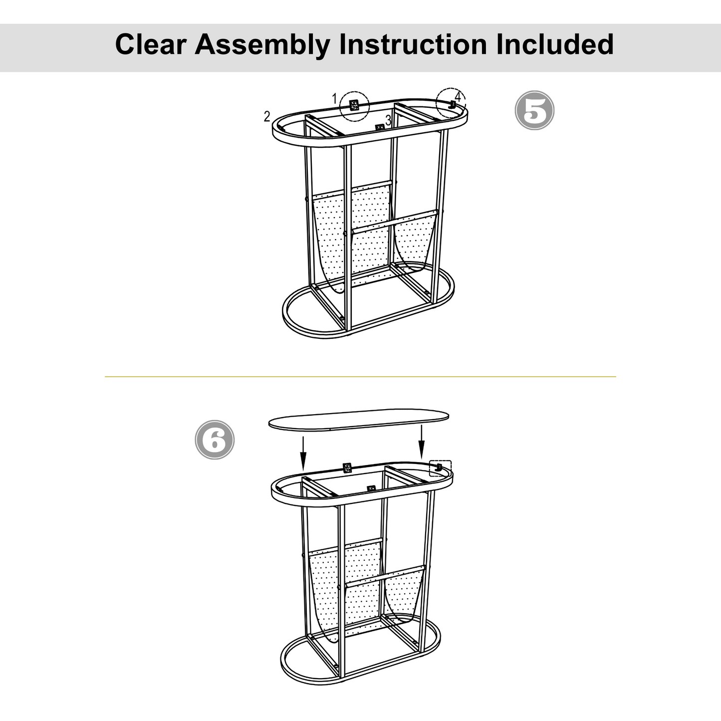 Glass Oval Small Side Tables with Magazines Organizer Storage Space (Set of 2)