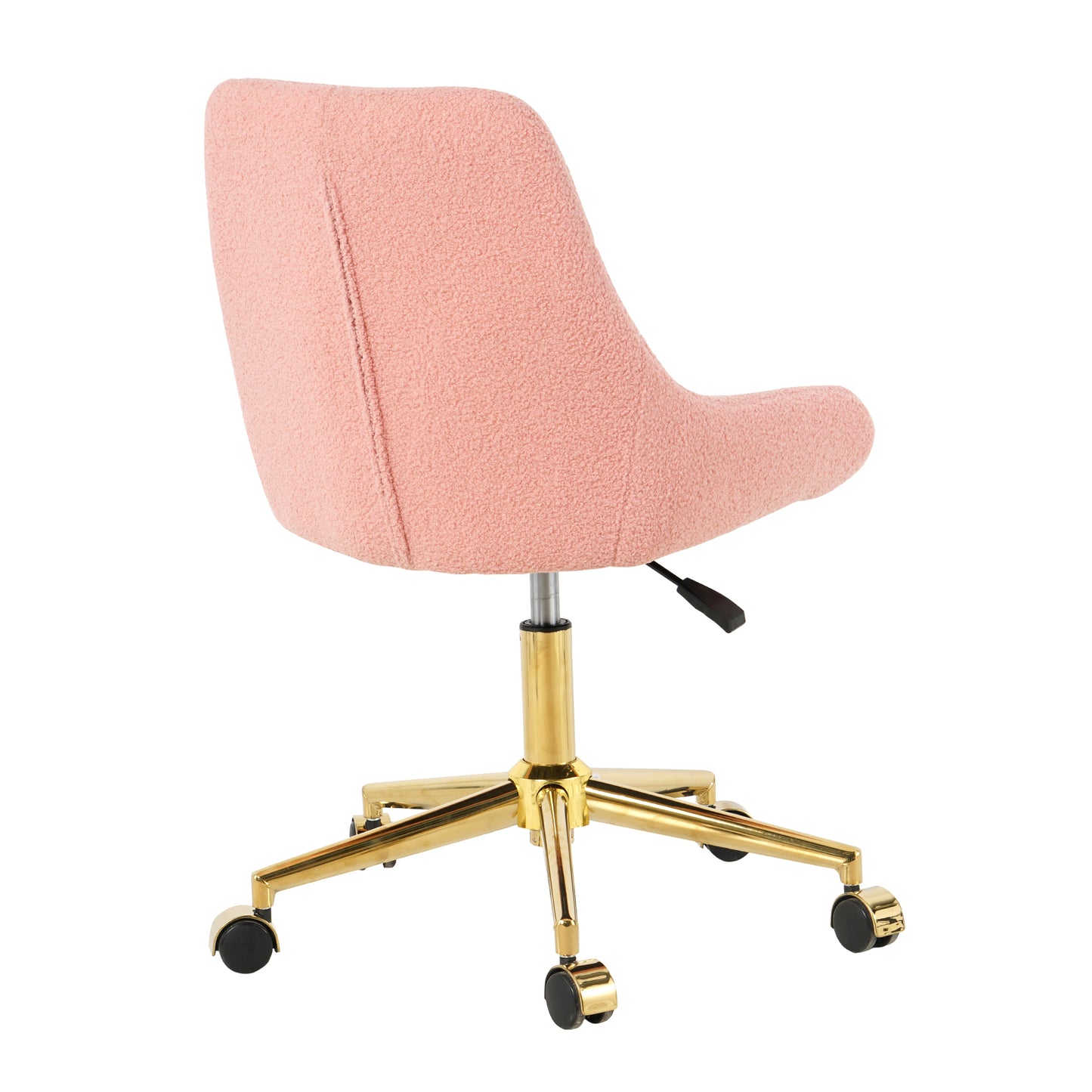 Plush Pink Tufted Office Chair with Gold Base