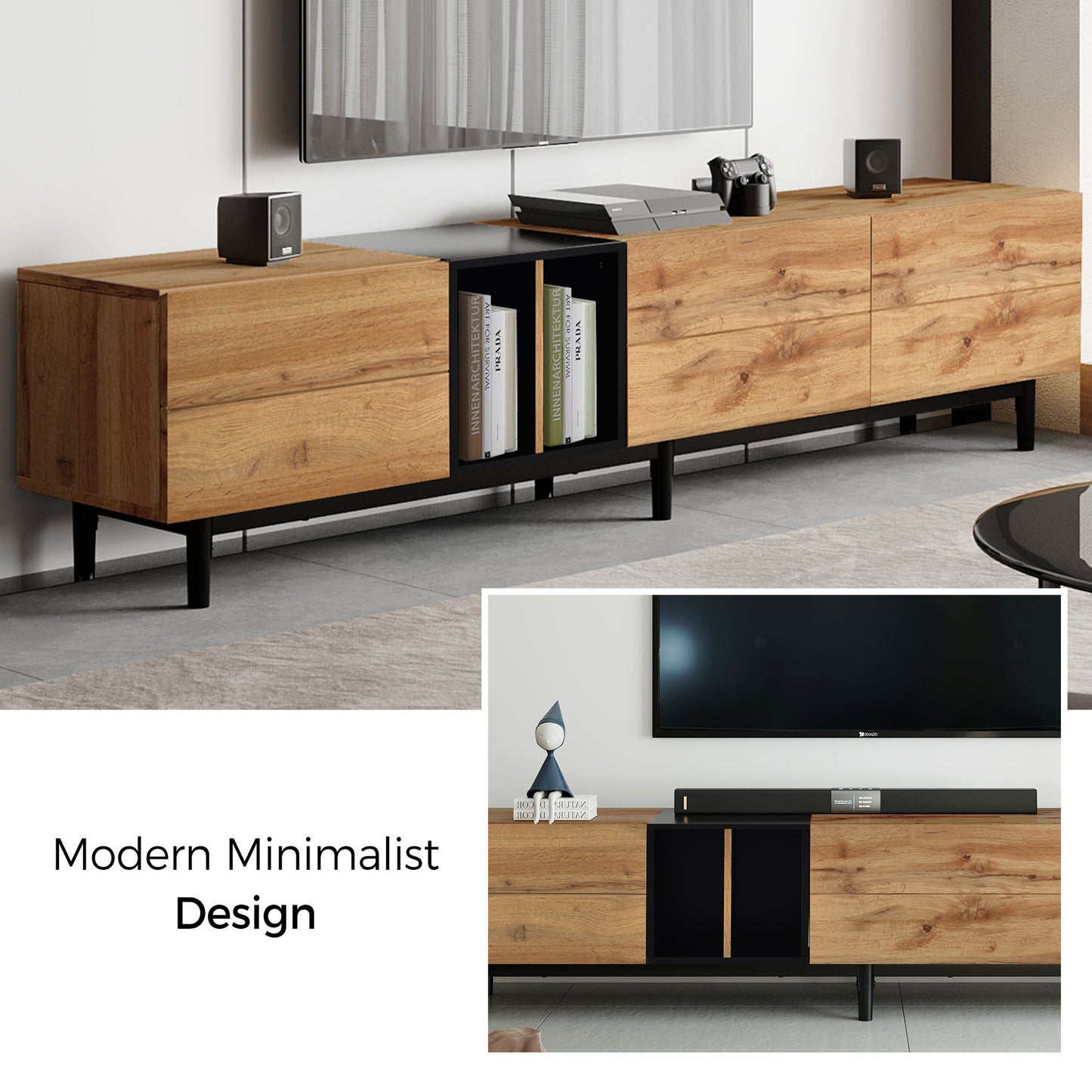 Modern Wood Finish TV Stand/Media Console Table