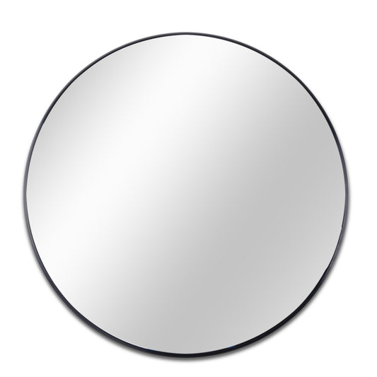 Round Mirror 32in Black Metal Frame