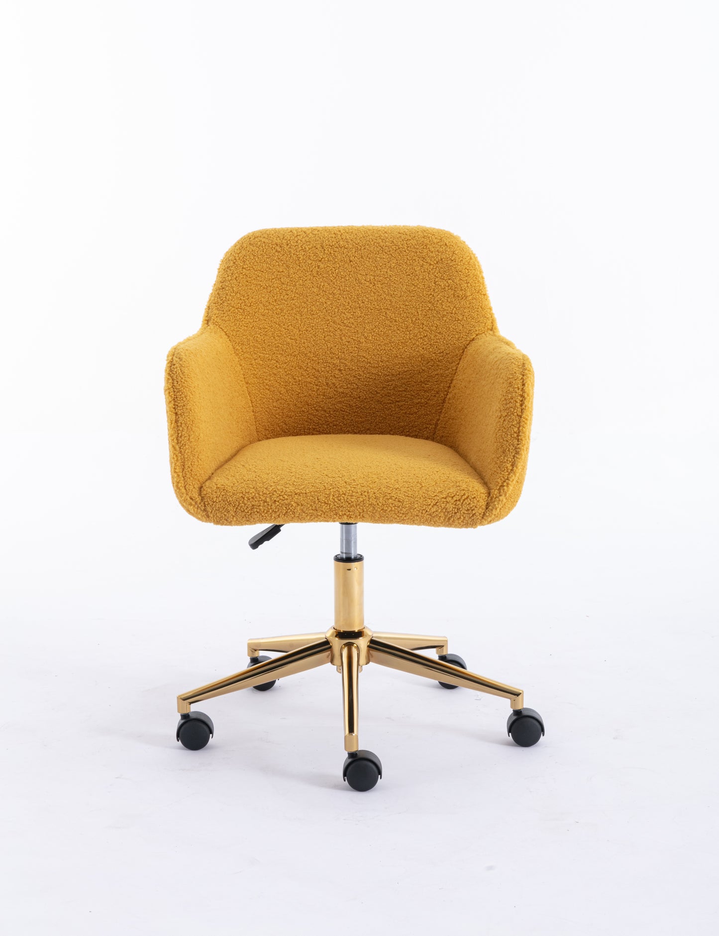 Modern Yellow Plush Fabric Home Office Chair with Wheels