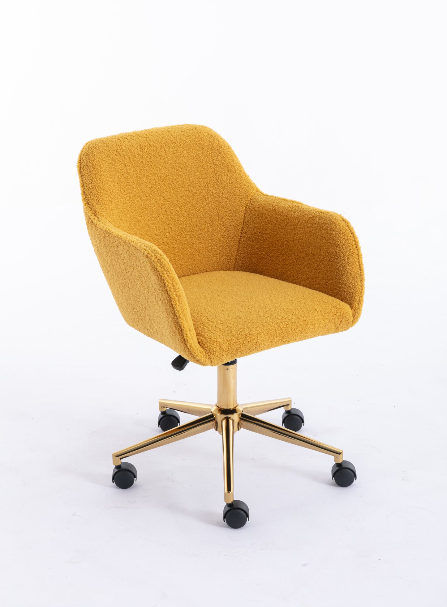 Modern Yellow Plush Fabric Home Office Chair with Wheels