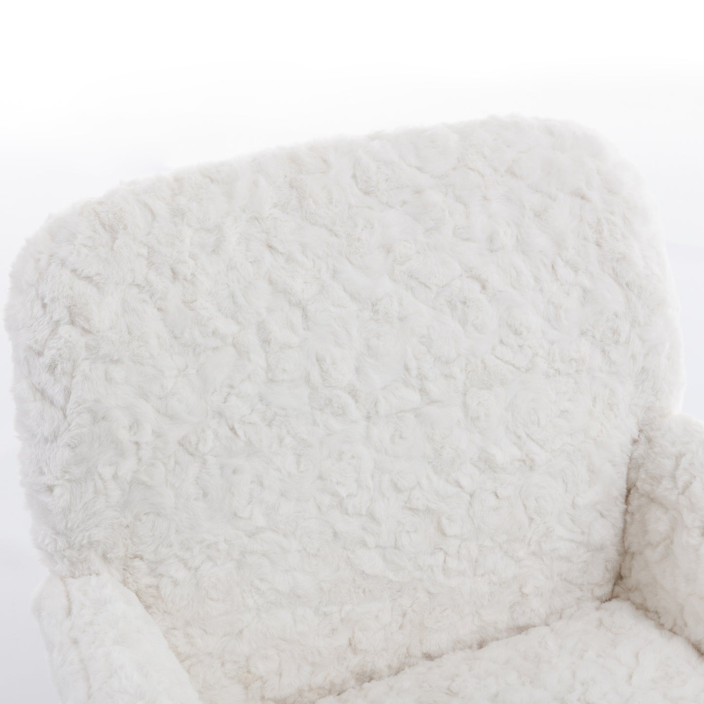 Cozy White Velvet Office Chair with Gold Base