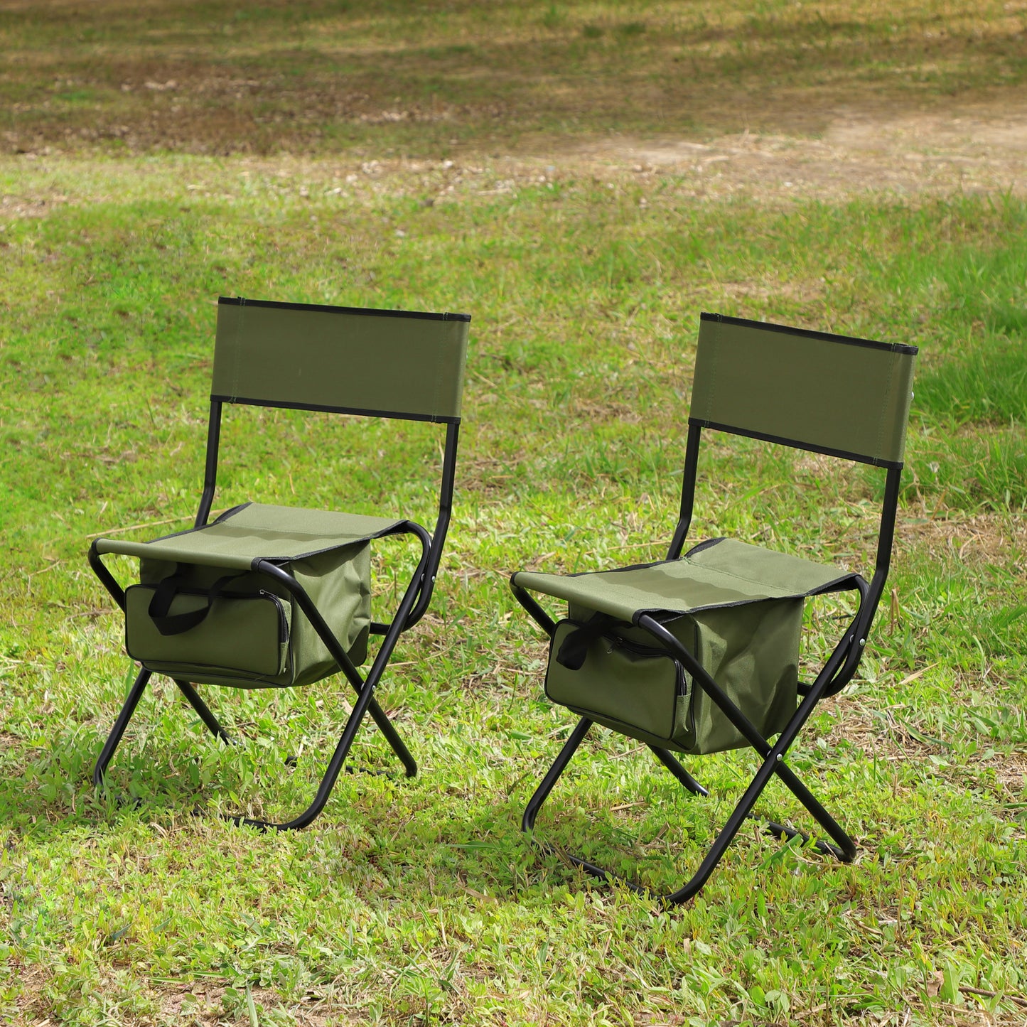 2-piece Folding Outdoor Camping Chair Set with Storage Bag