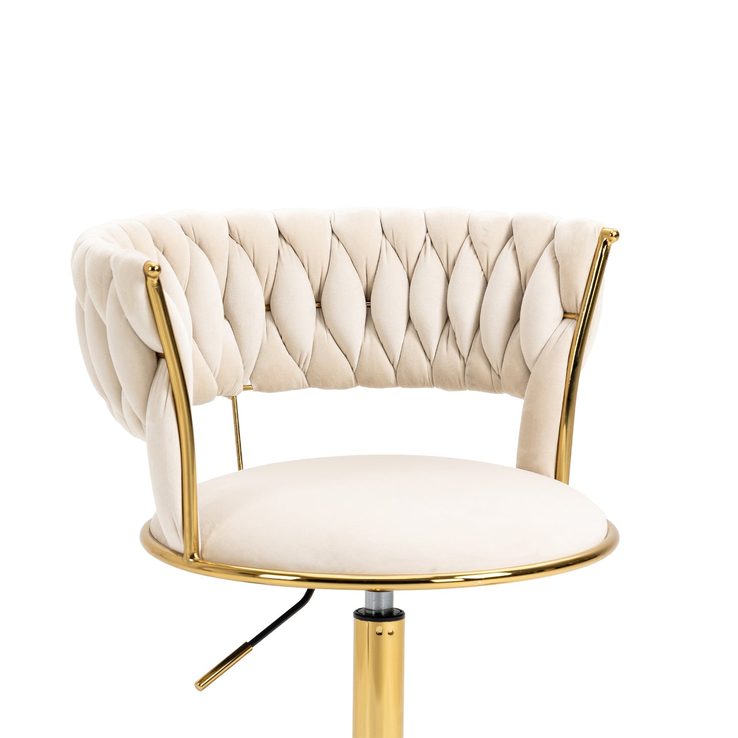 Padded Velvet Woven Back Desk Chair, Cream and Gold