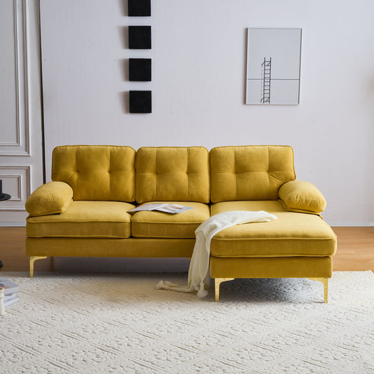 83" Modern Sectional L-Shaped Yellow Sofa