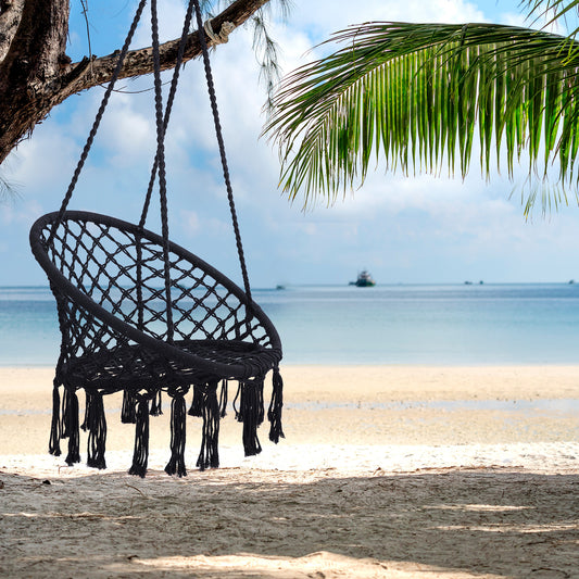 Black Hanging Hammock Chair Macrame Swing