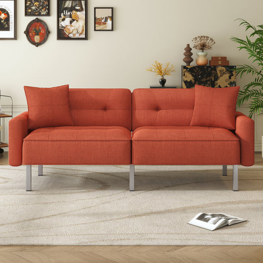 Linen Convertible Sofa Bed, Rust