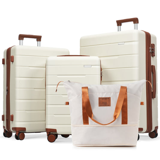 Luggage Set Off-white 4 Piece, Expandable with Travel Bag